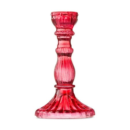 Glass Taper Candle Holder, Burgundy, 6", Valentine's Day by Way To Celebrate