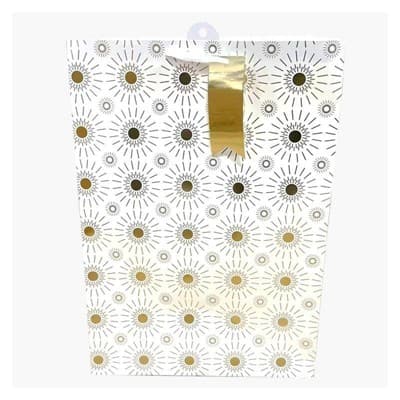 Bows And Sparkles XL Foil Print Starburst Wedding Gift Bag with Tag White/Gold