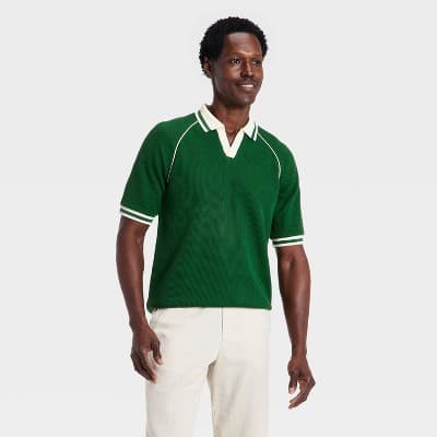 Men's Casual Fit Short Sleeve Polo Shirt - Goodfellow & Co™ Green M