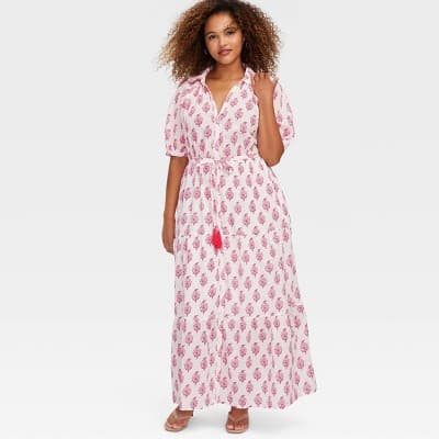 Women's Bouquet Short Sleeve Maxi Dress Pink - Roller Rabbit x Target M