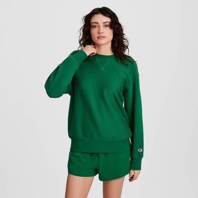 Champion Women's Fleece Crewneck Sweatshirt - Green L