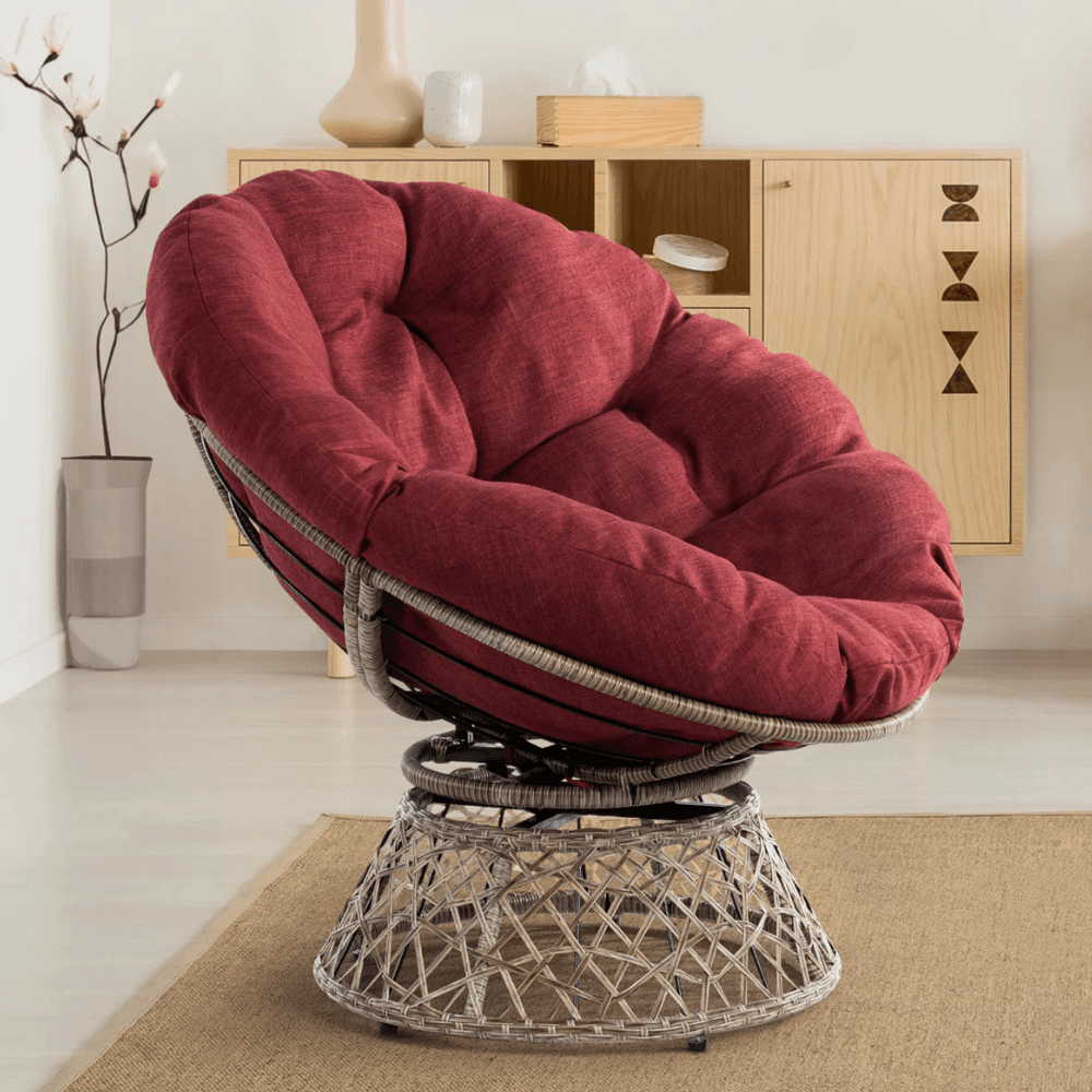 Swivel Papasan Accent Chair - Cozy Seating at 69% Off