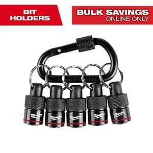 Milwaukee 5-Pc Hex Bit Holder with Carabiner - $14.95 + Free Shipping