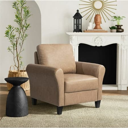 Lifestyle Solutions Alexa Club Chair, Brown Faux Leather