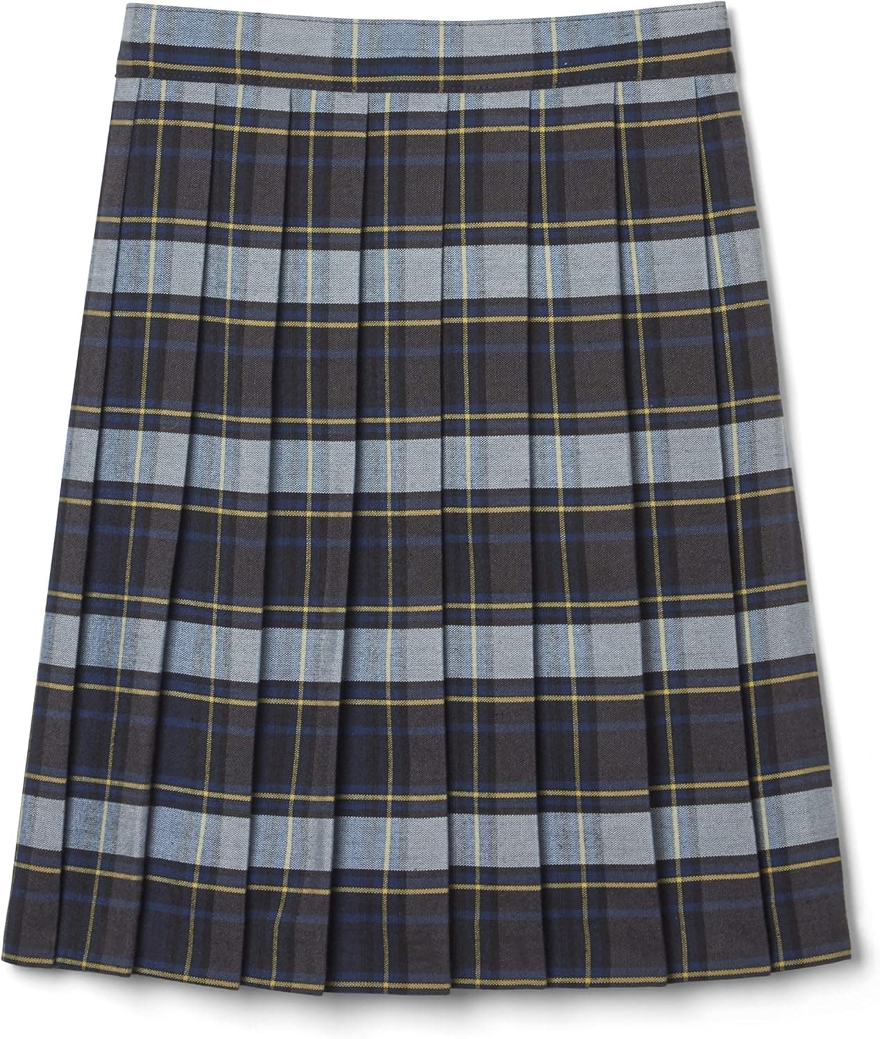 Girls' Pleated Plaid Skirt in Blue & Gold - 60% Off