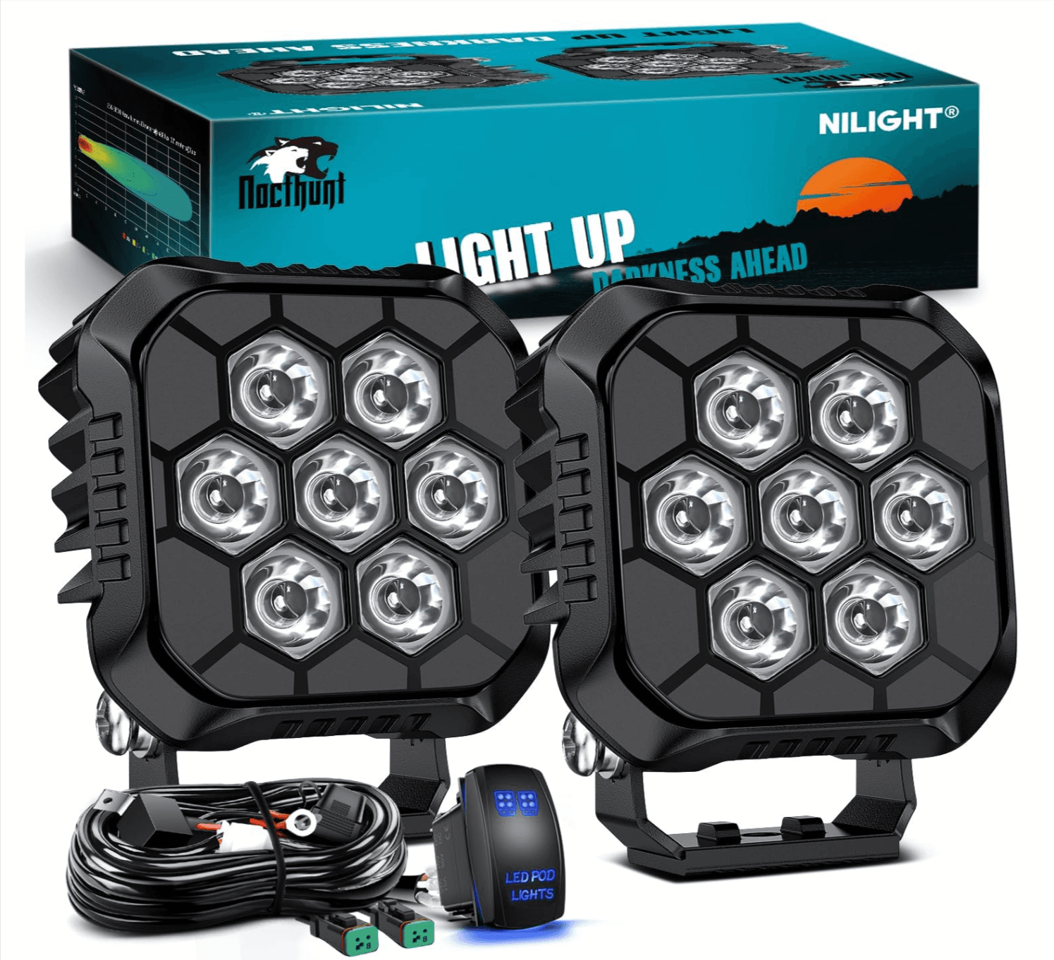 Bright LED Pod Lights with Rocker Switch Control