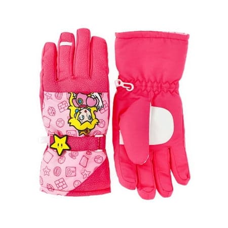 Super Mario Girls' Princess Peach Ski Gloves, Sizes S-XL