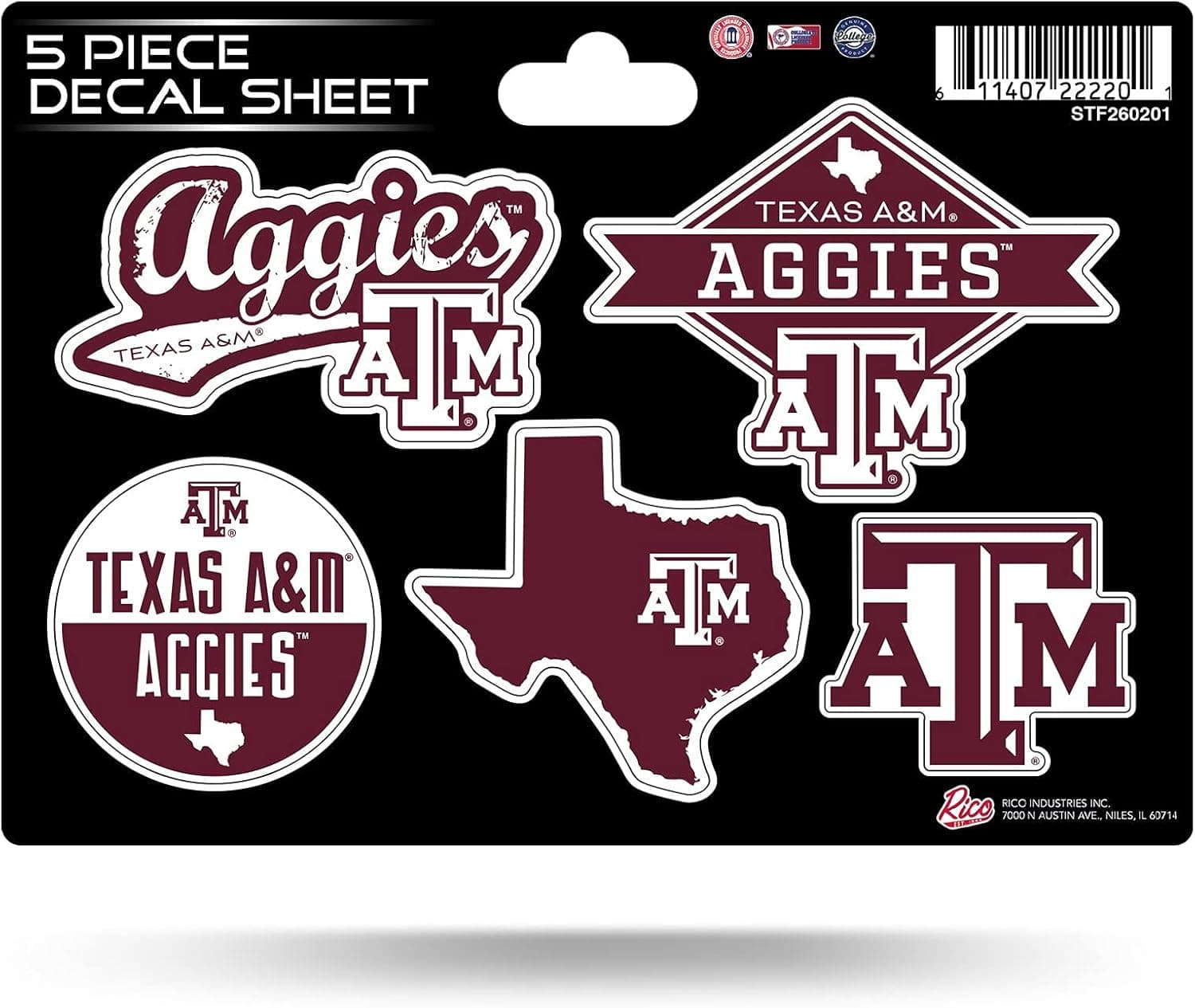 Stylish NCAA Texas A&M Aggies 5-Piece Sticker Set