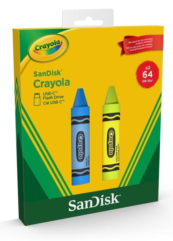 Dual-Pack SanDisk Crayola 64GB USB-C Flash Drives - 35% Off