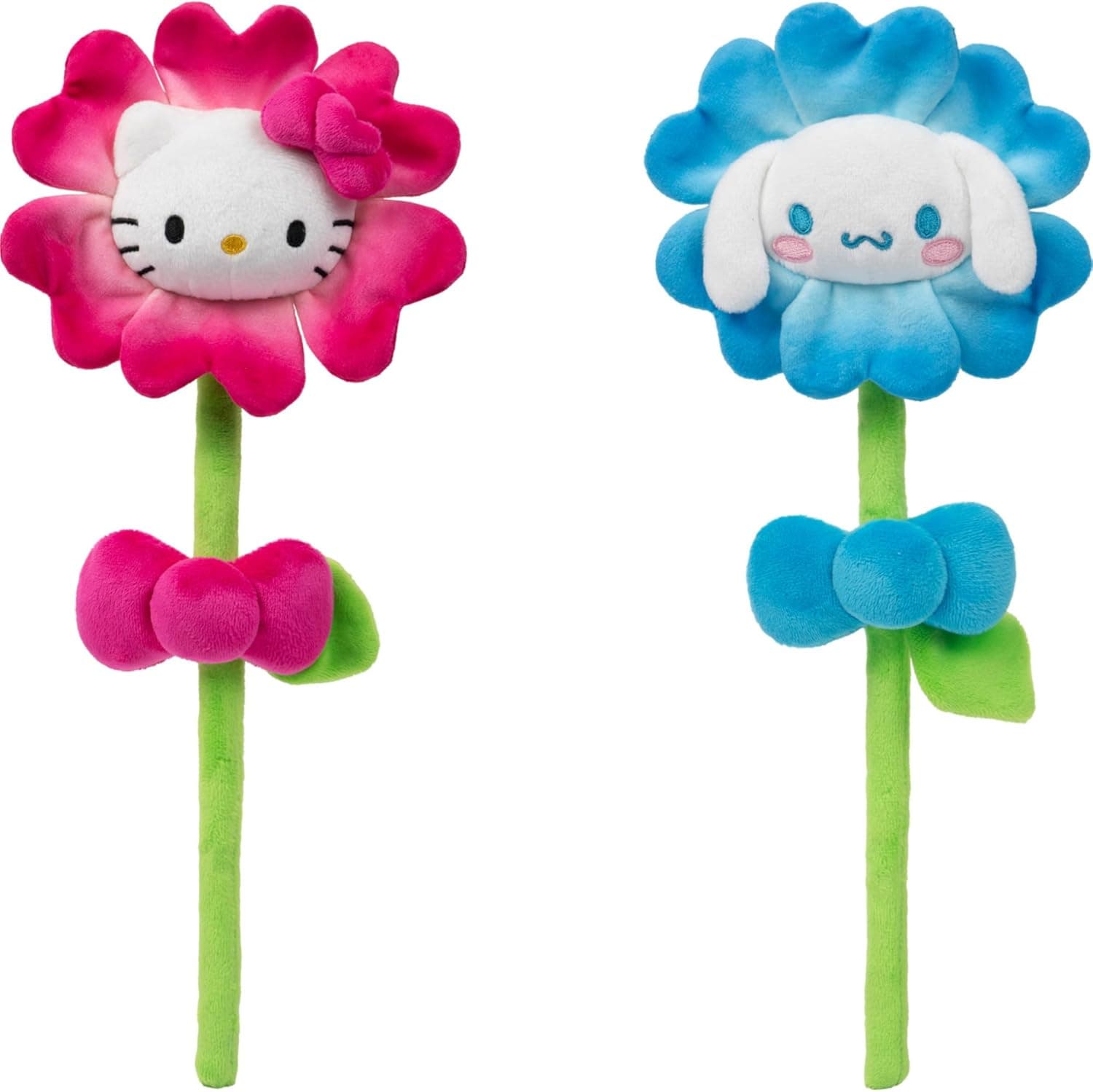 Hello Kitty® and Friends 14-inch Plush Flower 2 Pack - Hello Kitty® & Cinnamoroll™ with Bendable Stems - Giftable Packaging - Officially Licensed - Ages 6+