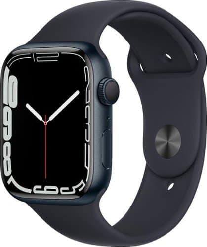 Apple Geek Squad Certified Refurbished Watch Series 7 (GPS) 45mm Aluminum Case with Midnight Sport Band - Midnight - (2021)