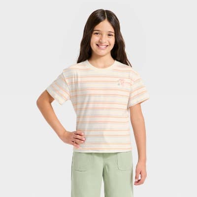 Girls' Short Sleeve Striped T-Shirt - Cat & Jack™ XS