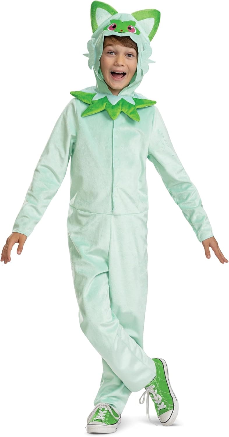 Sprigatito Costume for Kids - Officially Licensed Pokemon Hooded Jumpsuit