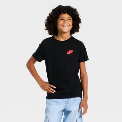Boys' Valentine's Day Candy Heart Graphic T-Shirt - Cat & Jack™ Black S