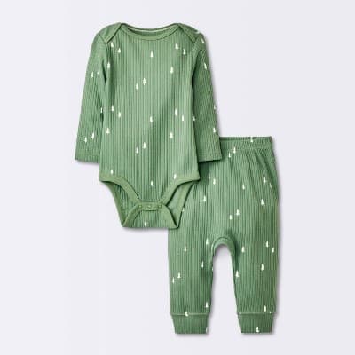 Baby Boys' 2pc Wide Ribbed Top & Bottom Set - Cloud Island™ Green 18M
