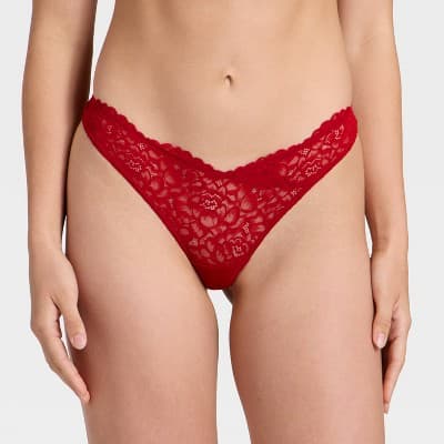 Women's Fashion Lace Thong Underwear - Auden™ Red XL