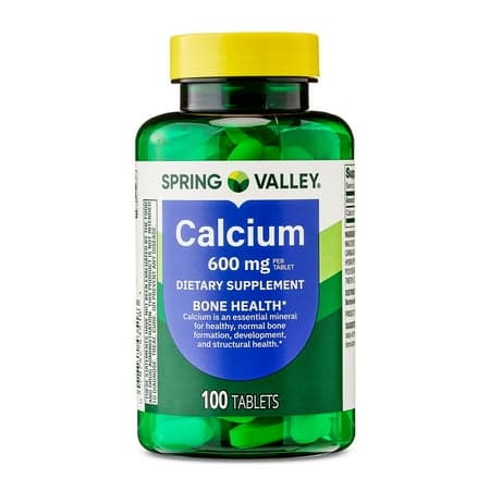 Spring Valley Calcium Bone Health Dietary Supplement Tablets, 600 mg, 100 Count