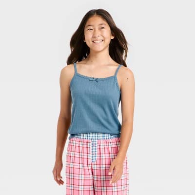 Girls' Pointelle Cami Pajama Top - art class™ Blue S