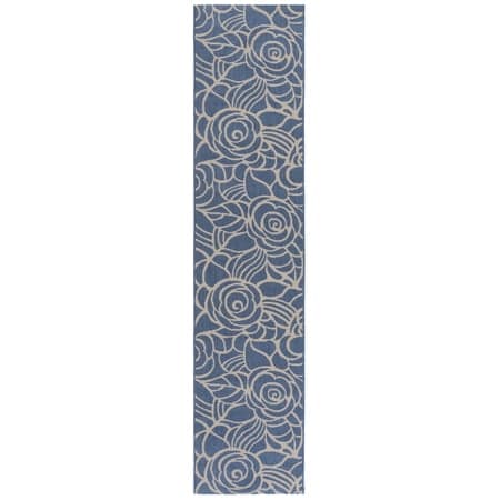SAFAVIEH Courtyard Chester Floral Indoor/Outdoor Runner Rug, 2'4" x 14', Blue/Beige