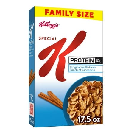 Kellogg's Special K Protein Breakfast Cereal, Protein Cereal, Family Breakfast, Family Size, Original Multi-Grain Touch of Cinnamon, 17.5oz Box (1 Box)