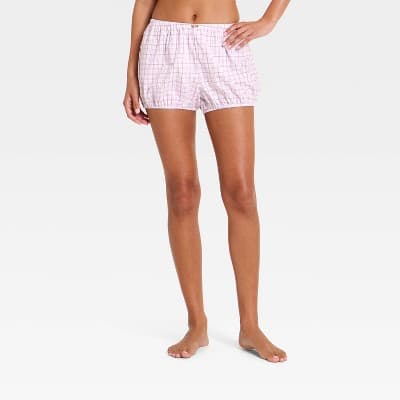 Women's Plaid Bloomer Pajama Shorts - Wild Fable™ Pink M