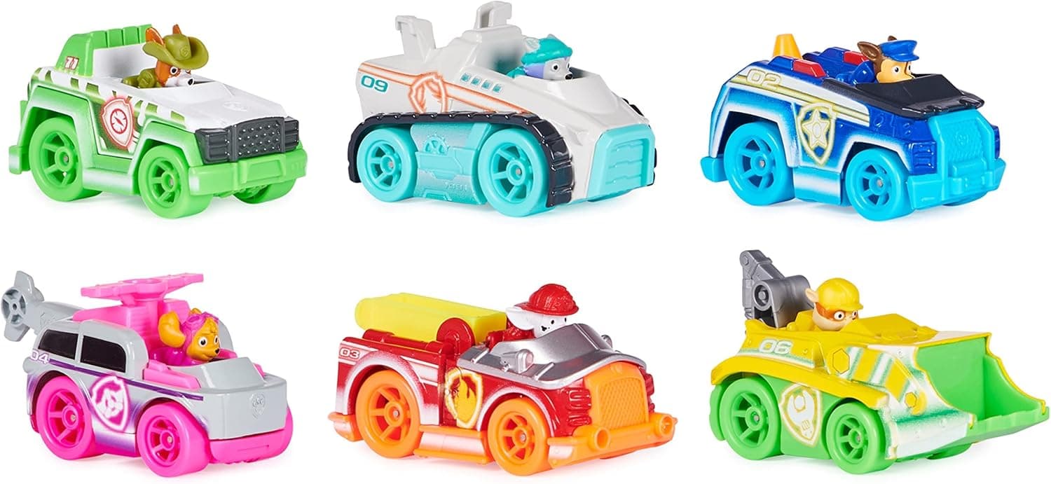 Paw Patrol Neon Rescue Vehicle Gift Pack: 6 Collectible Die-Cast Toys