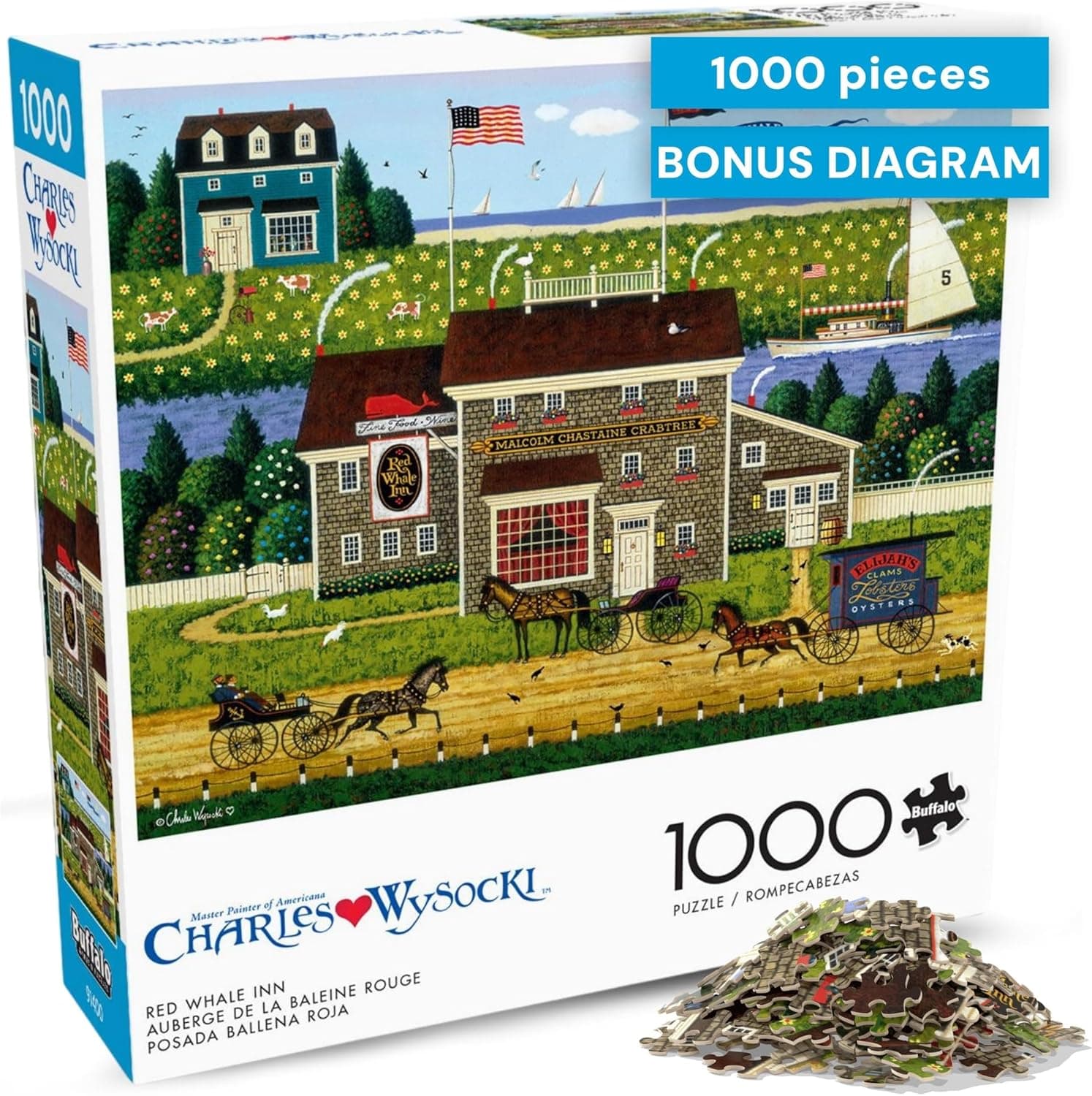 Immerse Yourself in Coastal Americana with the Buffalo Games Charles Wysocki Red Whale Inn Puzzle