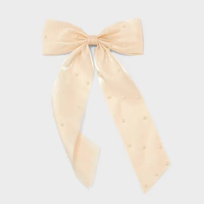 Pearl Bow Barrette Hair Clip - A New Day™ Cream: Solid Hair Accessory for Styling