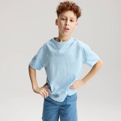 Boys' Short Sleeve Washed T-Shirt - Cat & Jack™ Light Blue M