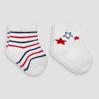 Carter's Just One You® Baby 2pk 4th of July Crew Socks - White 0-6M