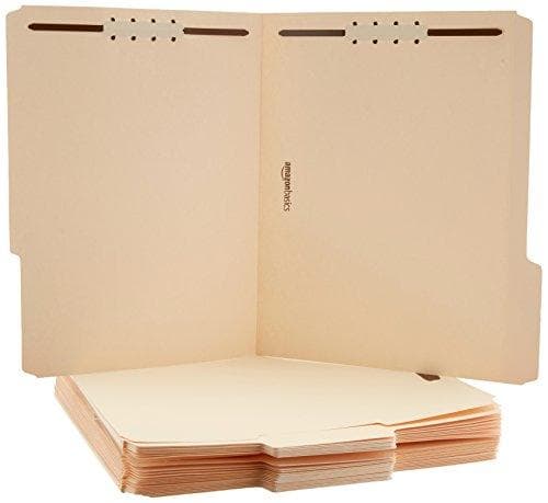 100-Pack Amazon Basics Manila File Folders w/ Fasteners Amazon