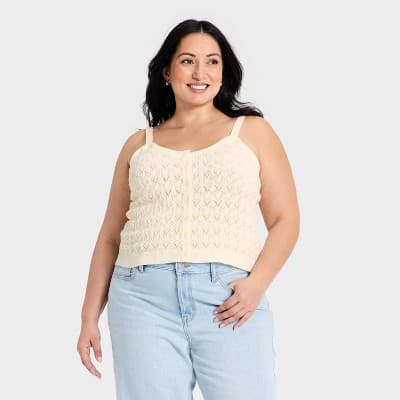Women's Western Crafted Tank Top - Universal Thread™ Cream 2X