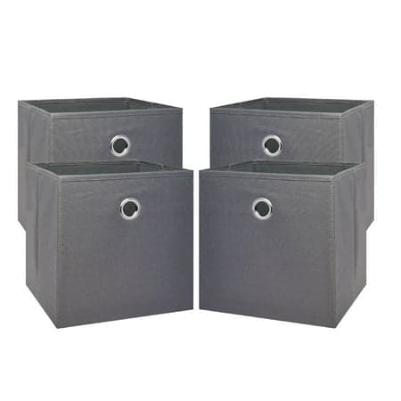 Mainstays Collapsible Fabric Cube Storage Bins (10.5" x 10.5"), Grey Flannel, 4 Pack