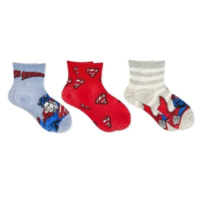 Boys' Warner Bros. Crew Superman Socks - Light Blue Denim S/M