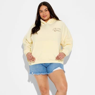 Women's Charms Graphic Pullover Sweatshirt - Light Yellow 2X
