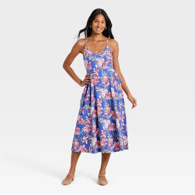 Women's Corset Sundress - A New Day™ Blue Floral M
