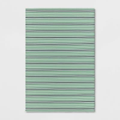 6'x9' Striped Indoor/Outdoor Rug Green - Room Essentials™: Weather-Resistant, Fade-Resistant, Recycled Plastic, Modern