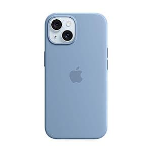 Apple iPhone 15 Silicone Case with MagSafe (Winter Blue) on Amazon