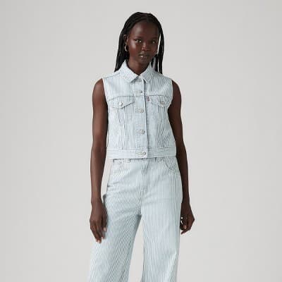 Levi's® Women's Vest - Handy Woman L: Slim Fit Denim, Adjustable Waistband, Stripe Pattern