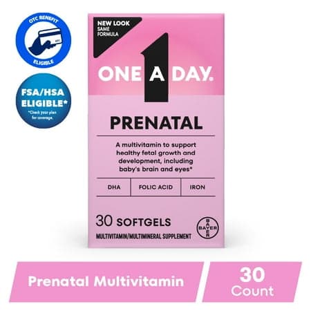 One A Day Women's Prenatal Multivitamin with Folic Acid, DHA and Iron, 30 Ct