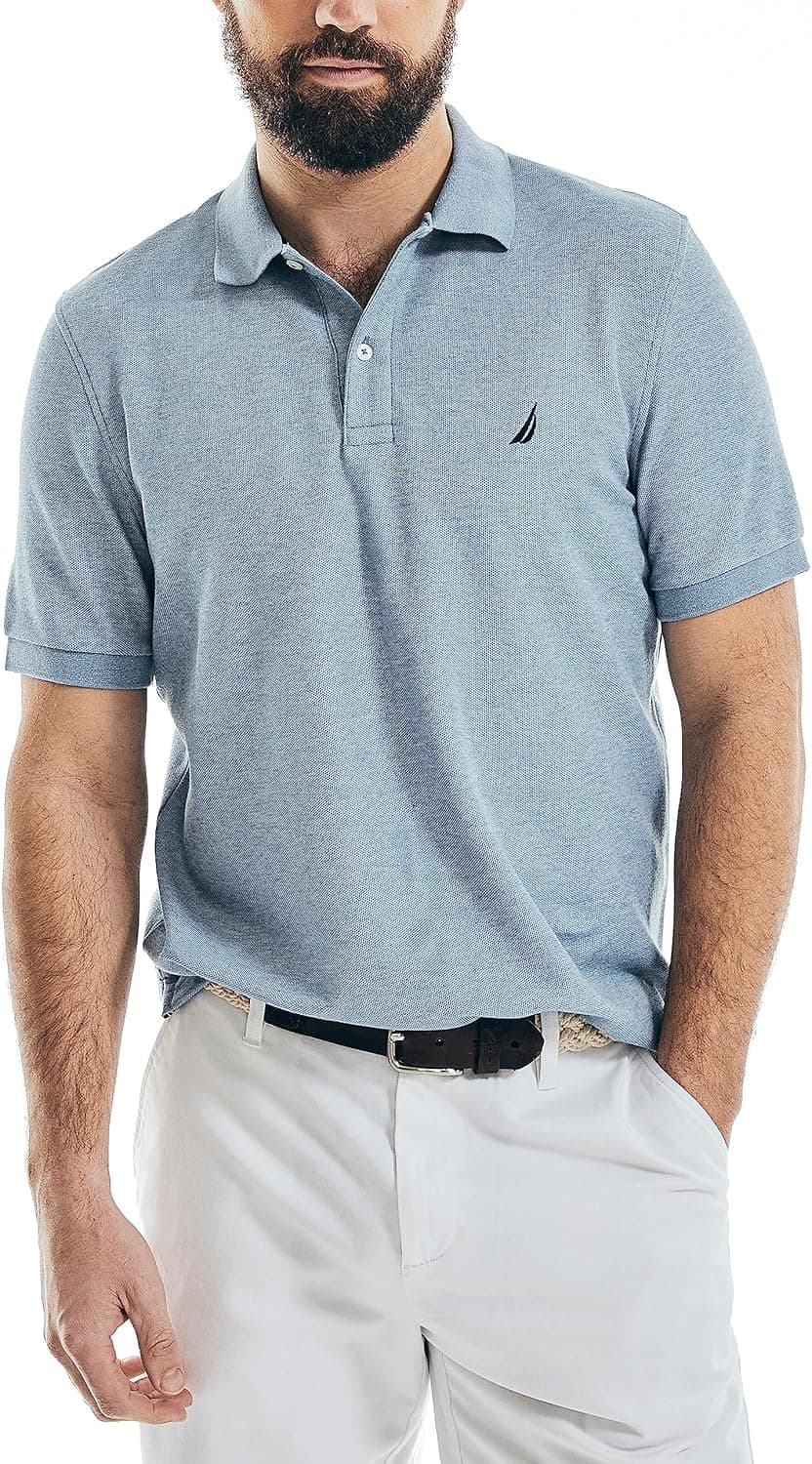 Nautica Men's Performance Polo - Deep Anchor Heather