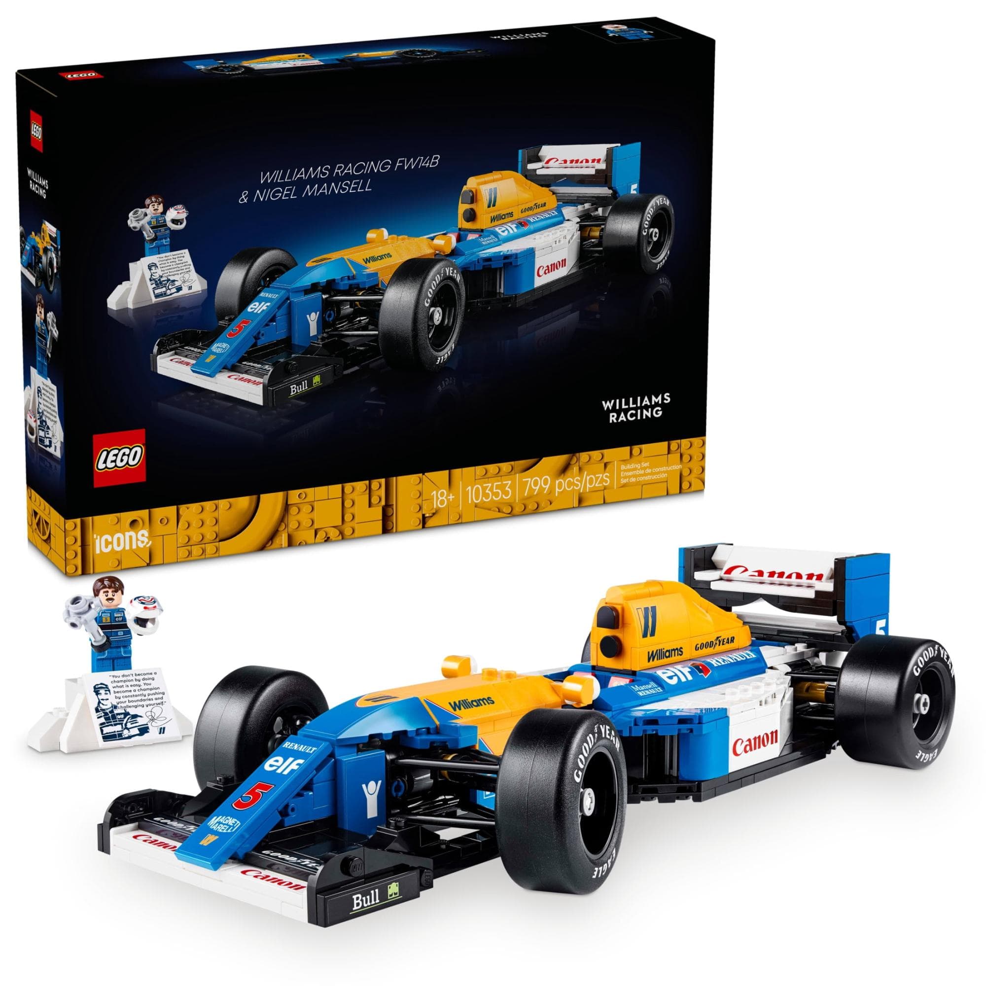 799-Piece LEGO Icons Williams Racing FW14B & Nigel Mansell F1 Model Car Walmart
