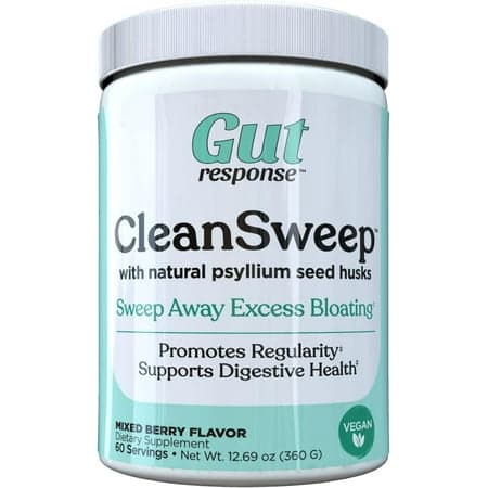 Gut Response CleanSweep Psyllium & Beet Fiber - Mixed Berry. 60 Servings for Digestive Health. Key Ingredients: Psyllium & Beet Fiber. Dietary Supplement.