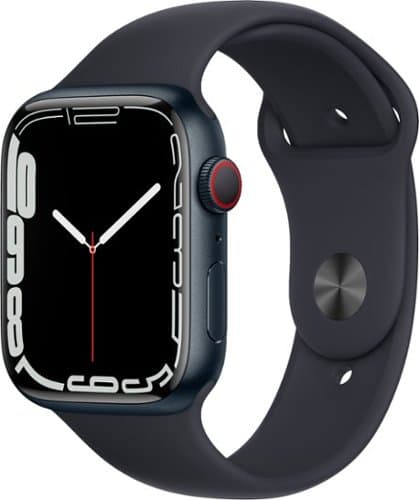 Geek Squad Certified Refurbished Apple Watch Series 7 (GPS + Cellular) 45mm Aluminum Case with Midnight Sport Band - Midnight - (2021)