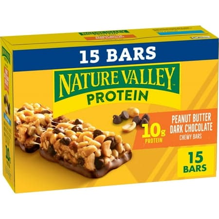 Nature Valley Protein Chewy Snack Bars, Peanut Butter Dark Chocolate, 15 Bars, 21.3 oz