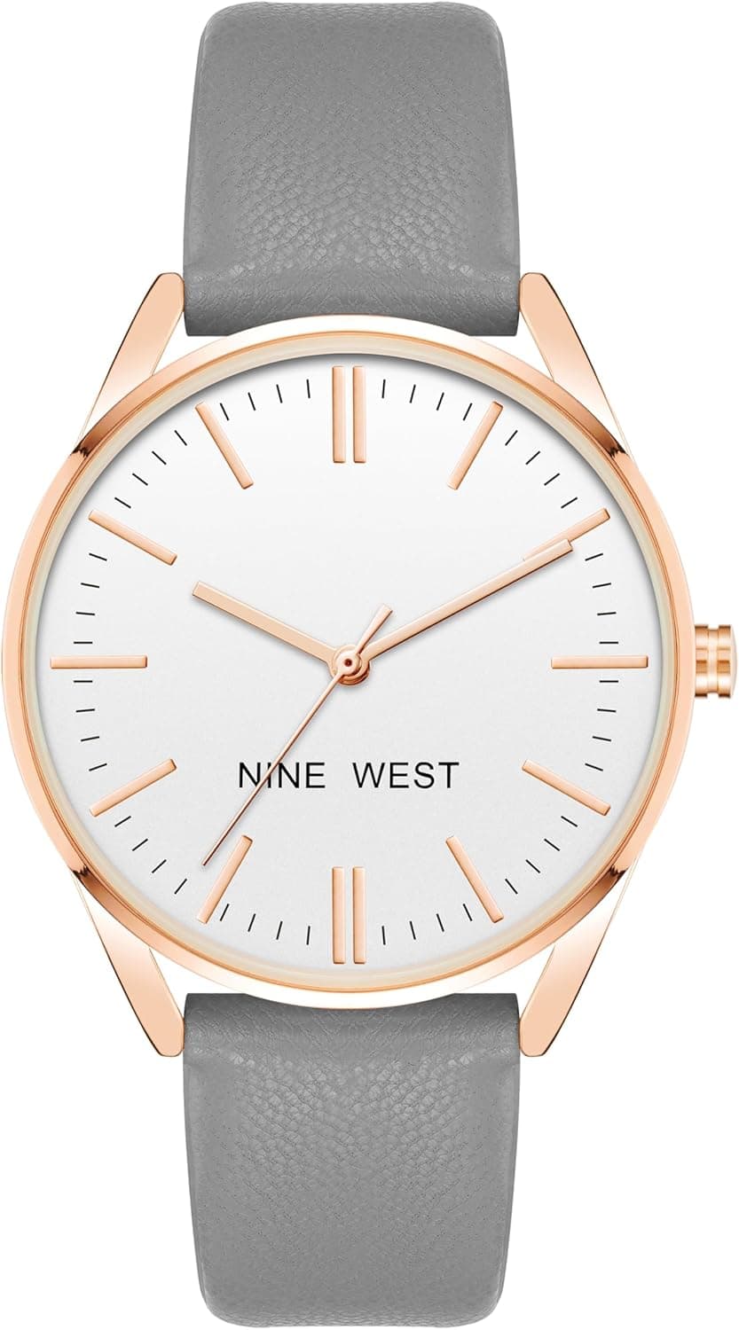 Rose Gold-Tone and Grey Strap Watch by Nine West