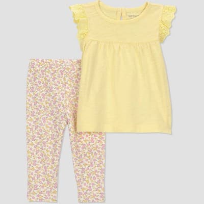 Carter's Just One You® Baby Girls' 2pc Floral Tank Top and Leggings Set - Yellow 24M