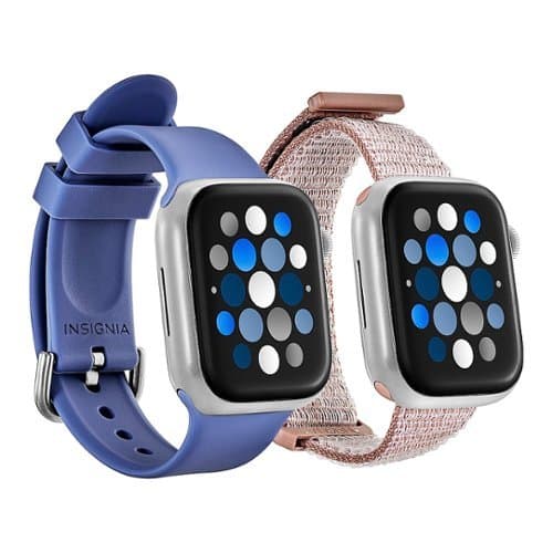 Insignia™ - Silicone and Nylon Bands for Apple Watch 38mm, 40mm, 41mm (2-Pack), and 42mm Series 10 - Indigo/Mauve
