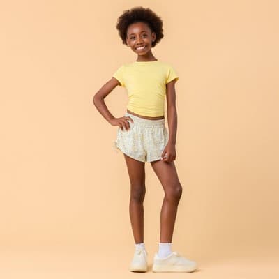 Blogilates Girls' Mommy & Me Bow Back T-Shirt - Yellow L