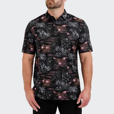 Waggle Men's Flamingrove Polo T-Shirt - Black/White XL